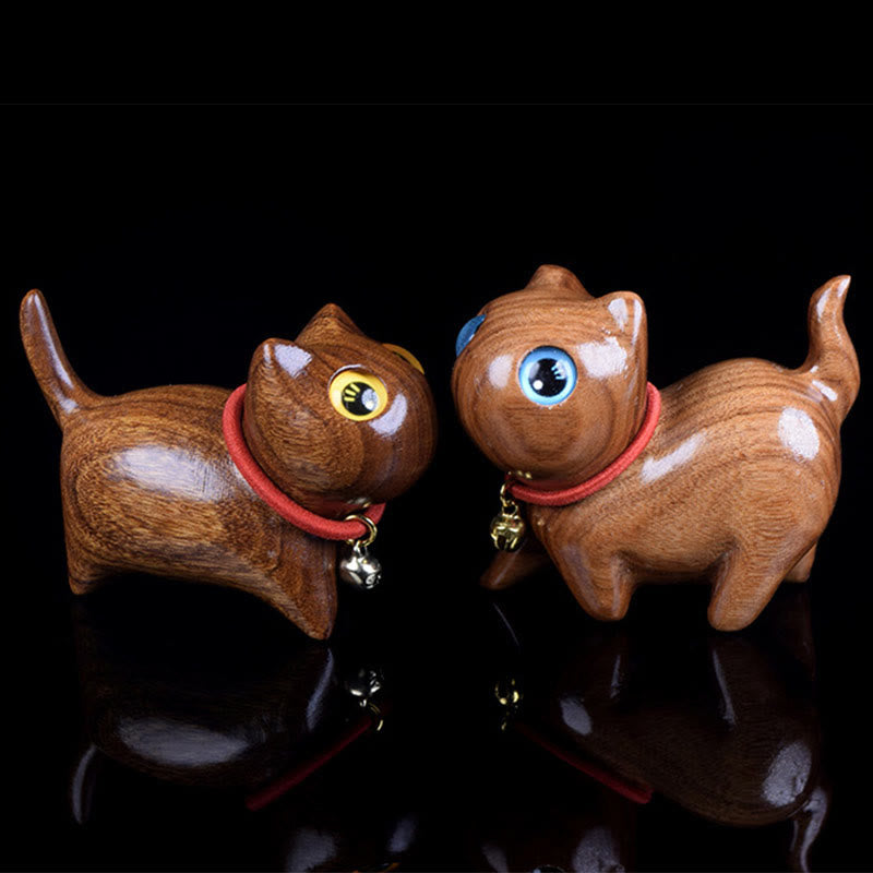 Foviel Rosewood Carving Cat Warmth Home Decoration