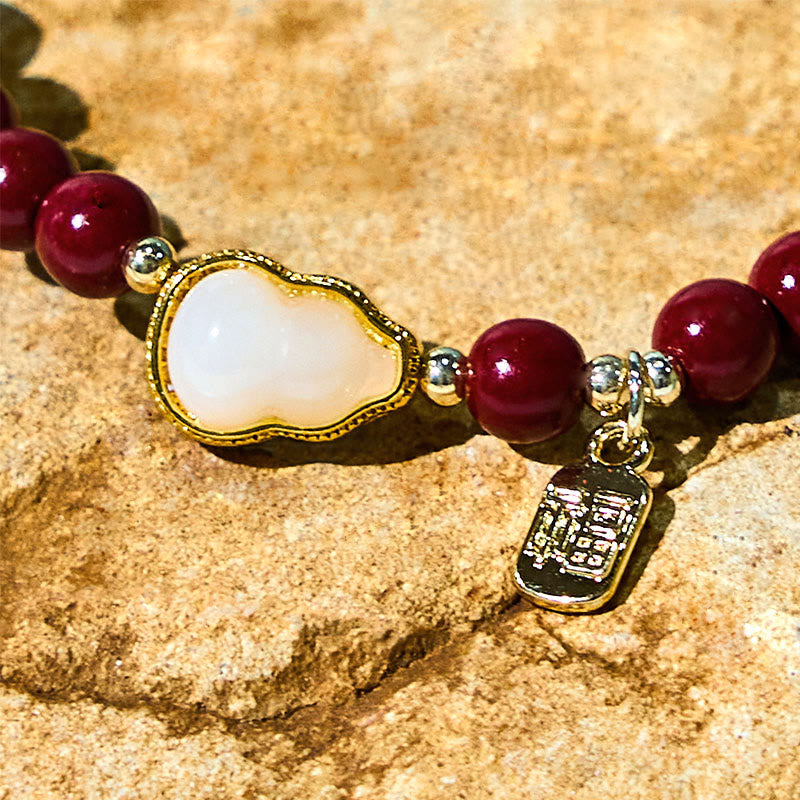 Foviel Cinnabar Gourd Fu Character Charm Blessing Bracelet