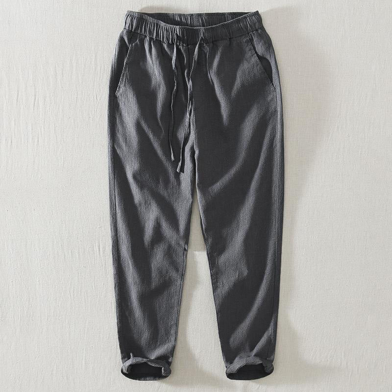 Foviel Summer Casual Drawstring Ramie Linen Men's Pants With Pockets