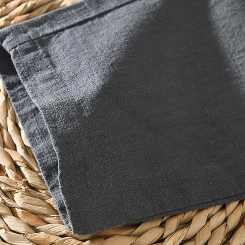 Foviel Summer Casual Drawstring Ramie Linen Men's Pants With Pockets
