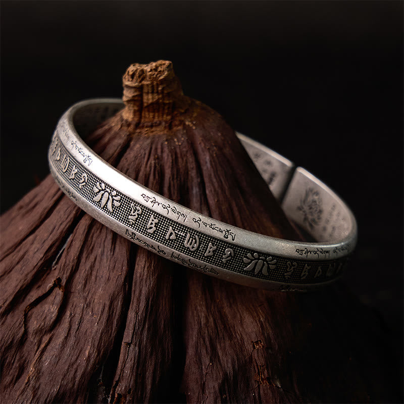 Foviel Mani Padme Hum Herz Sutra Mantra Lotus Frieden Meditation Manschettenarmband Armreif