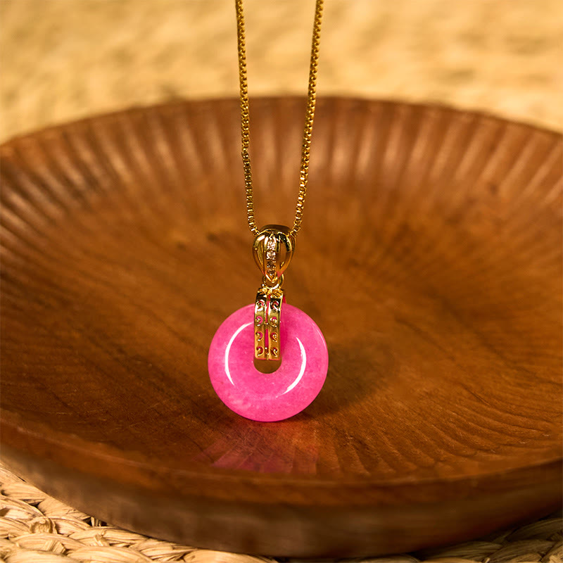 Pendentif collier bonheur boucle de paix en jade violet Foviel
