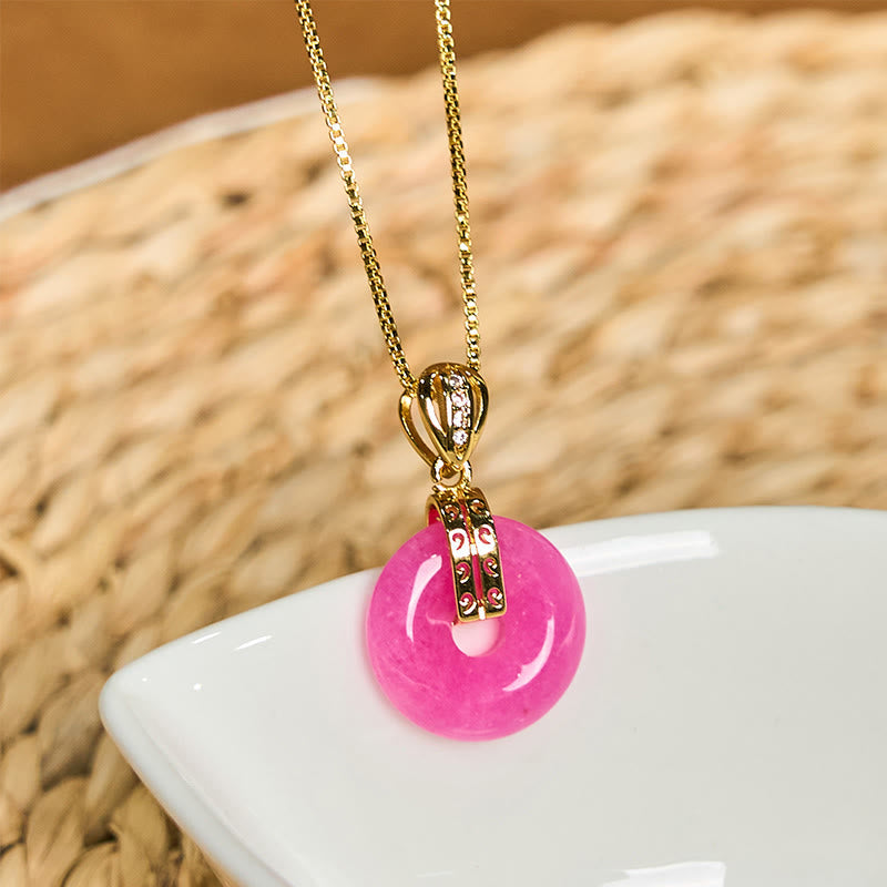 Pendentif collier bonheur boucle de paix en jade violet Foviel