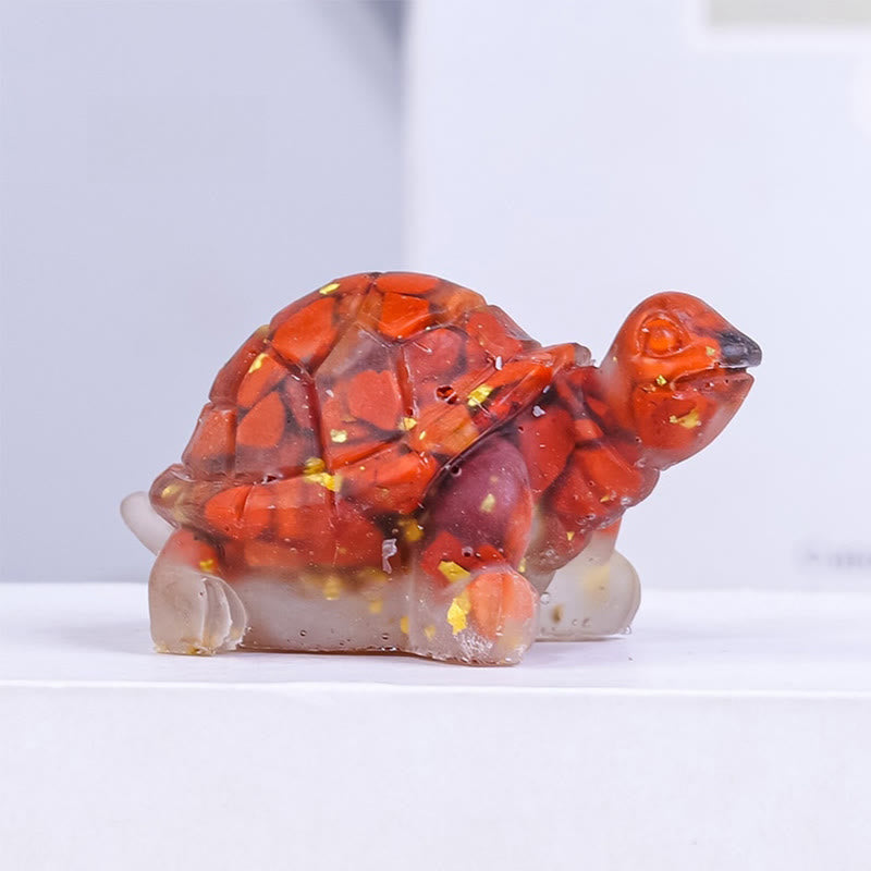 Foviel Natural Crystal Gravel Drip Resin Small Turtle Decoration Statue