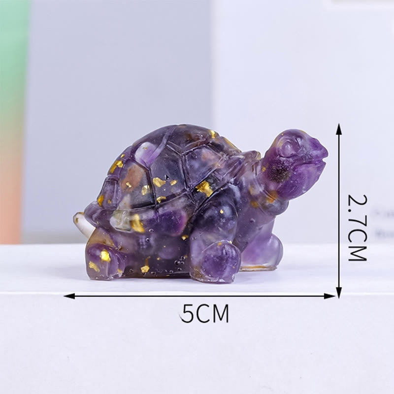 Foviel Natural Crystal Gravel Drip Resin Small Turtle Decoration Statue