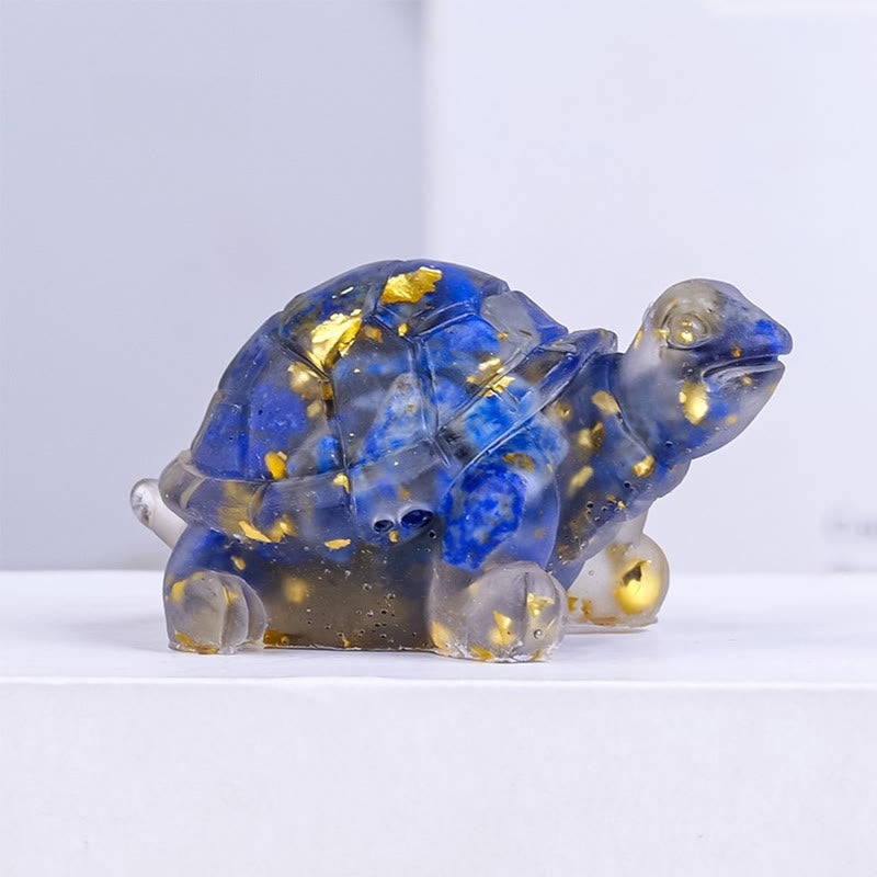 Foviel Natural Crystal Gravel Drip Resin Small Turtle Decoration Statue