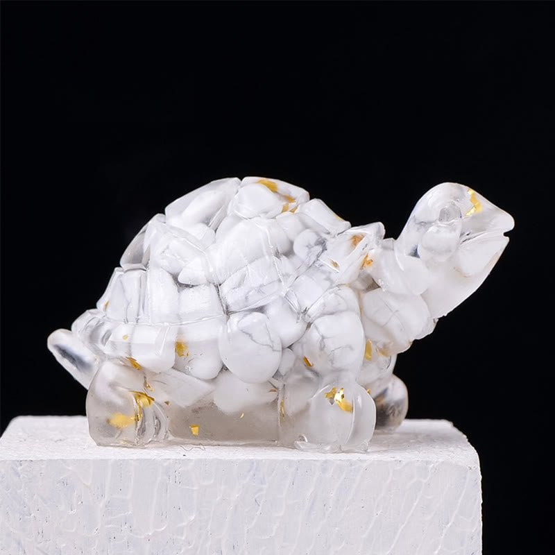 Foviel Natural Crystal Gravel Drip Resin Small Turtle Decoration Statue