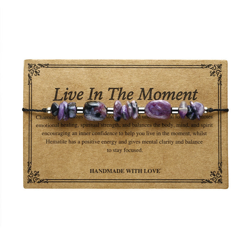 Foviel Live In The Moment Charoite Hematite Powerful Bracelet