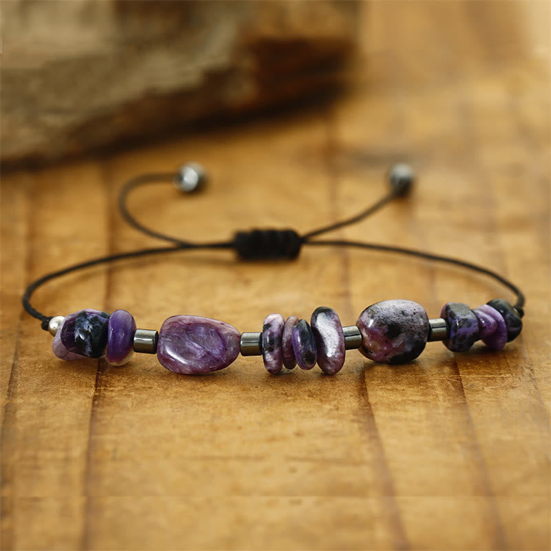 Foviel Live In The Moment Charoite Hematite Powerful Bracelet