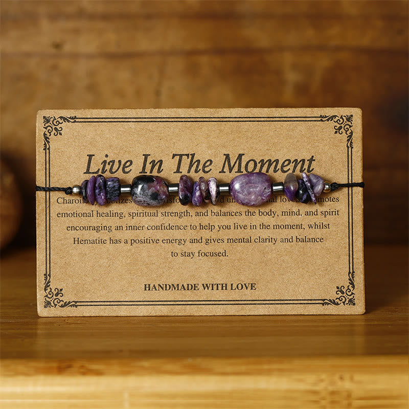 Foviel Live In The Moment Charoite Hematite Powerful Bracelet