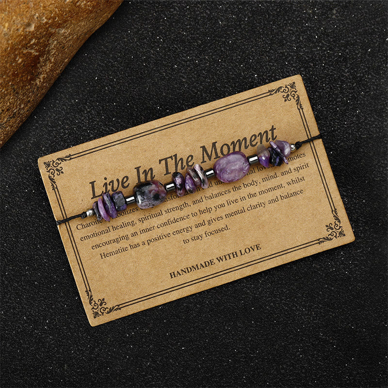 Foviel Live In The Moment Charoite Hematite Powerful Bracelet