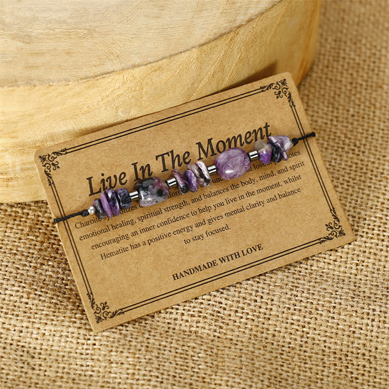 Foviel Live In The Moment Charoite Hematite Powerful Bracelet