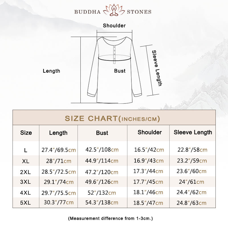 Buddha Stones Round Neck Casual Pleated Long Sleeve Shirt Cotton Linen Women's Shirts - image 4
