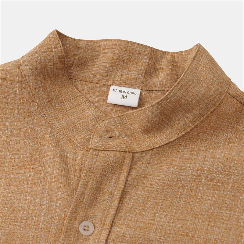 Foviel Summer Men's Button Plain Short Sleeve Shirt With Pocket