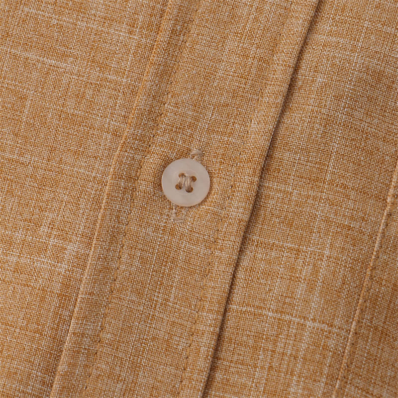 Foviel Summer Men's Button Plain Short Sleeve Shirt With Pocket