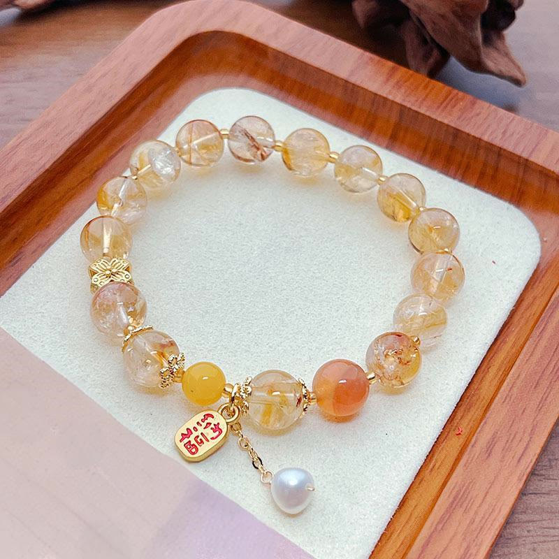 Bracelet de plaisir Nafu en perles de citrine naturelle Foviel