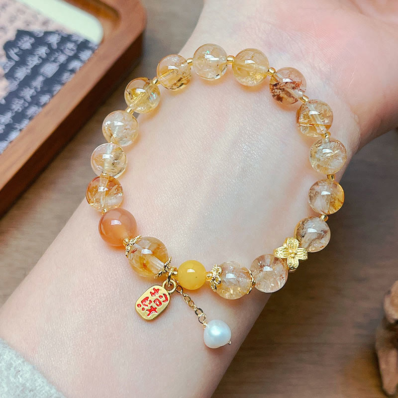 Bracelet de plaisir Nafu en perles de citrine naturelle Foviel