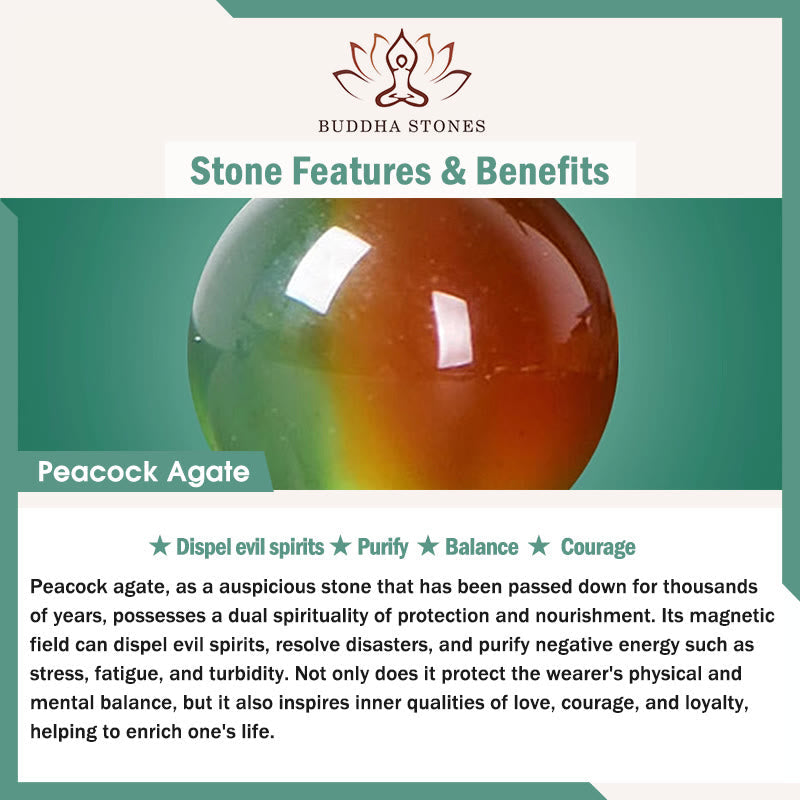 Bracelet d'équilibre Nafu avec boucle de paix en agate paon et topaze Foviel