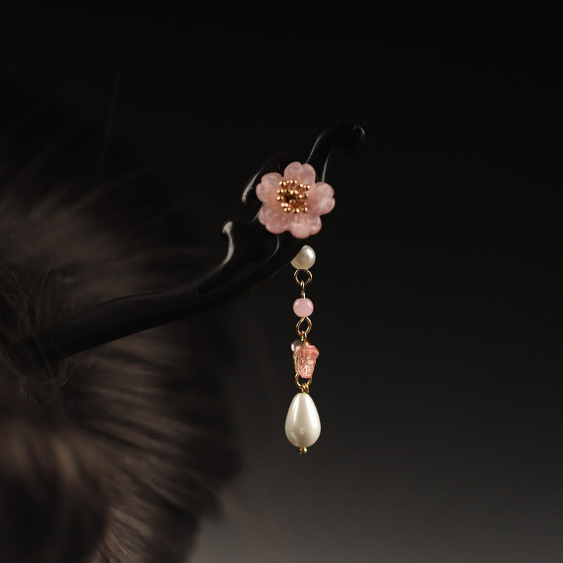 Foviel Ebony Flower Butterfly Blessing Hairpin