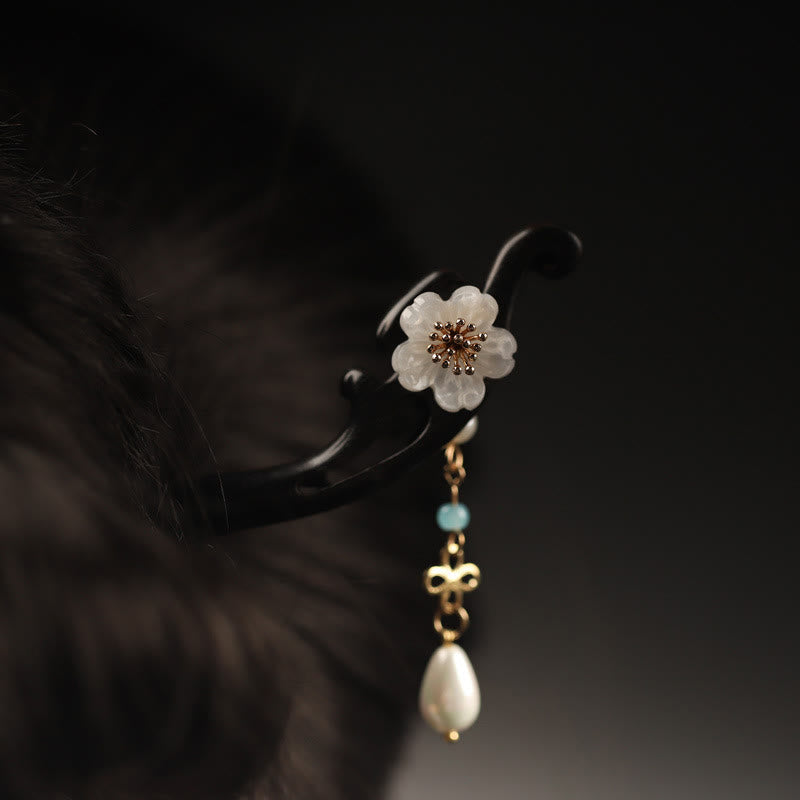 Foviel Ebenholz Blume Schmetterling Segnen Haarnadel
