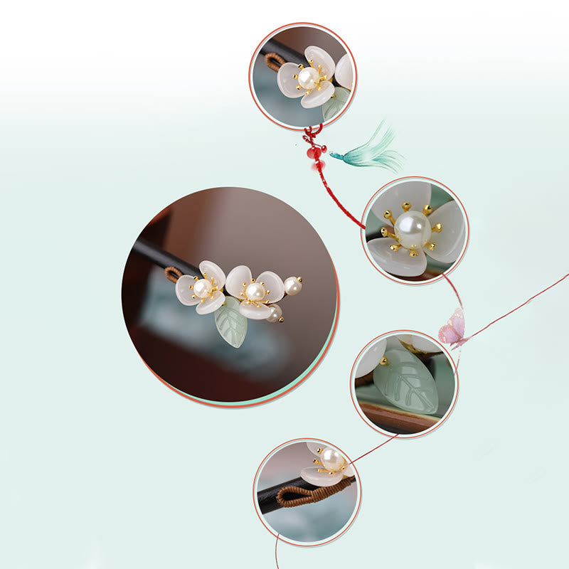 Foviel Grain Wood Liuli Magnolia Flowers Pearl Protection Hairpin