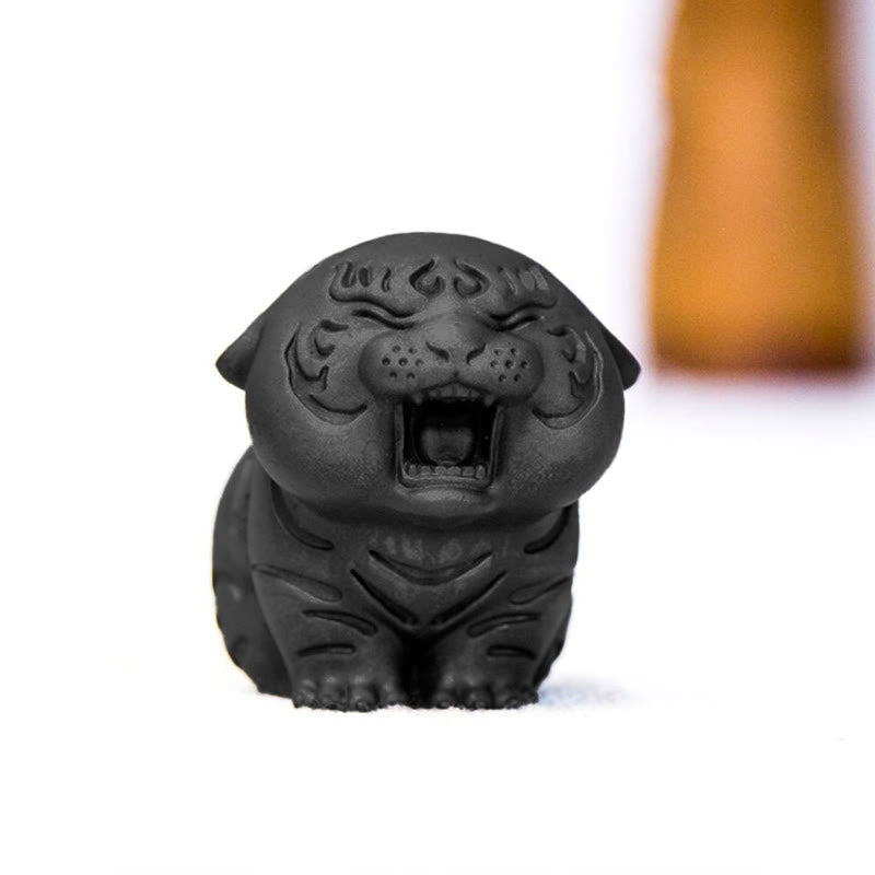Foviel Mini Statue de tigre mignon en résine coulée pour décoration intérieure contre la rouille et la poudre de fer
