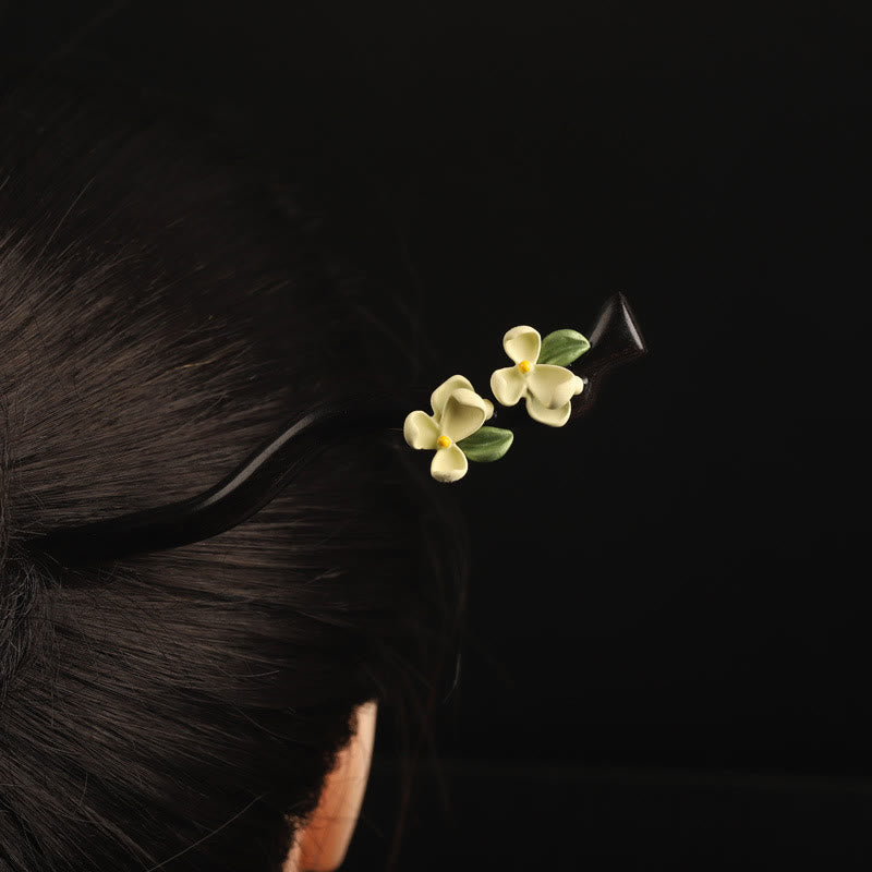 Épingle à cheveux Pétale de gardénia Ébène Foviel Courage