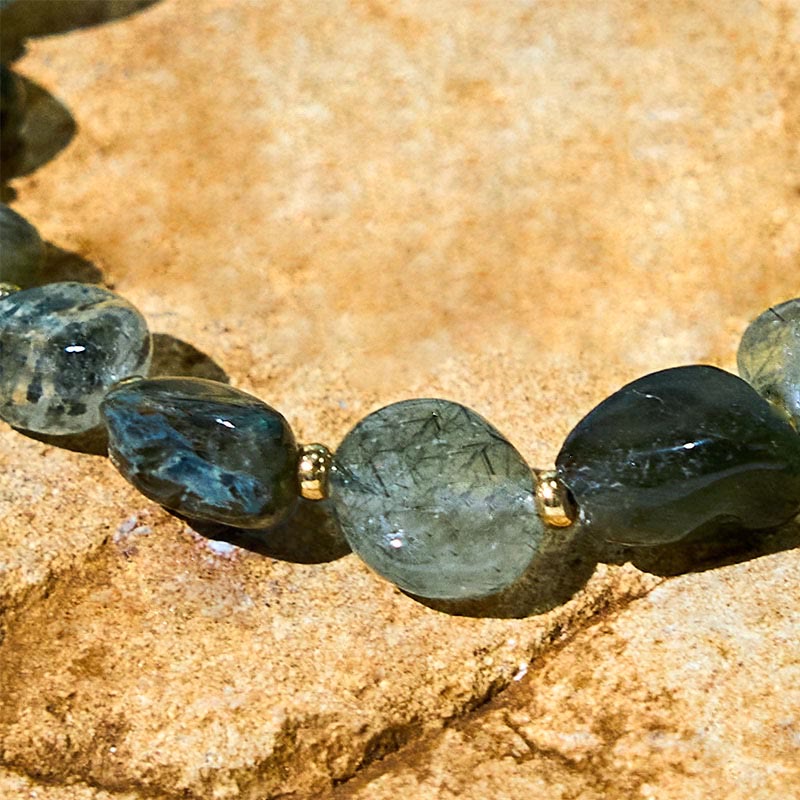 Bracelet de protection tressé en quartz rutilé vert Foviel