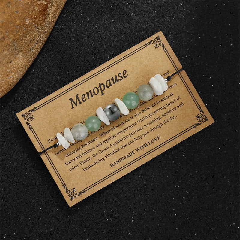 Foviel Menopause Labradorite Green Aventurine White Moonstone Healing Bracelet