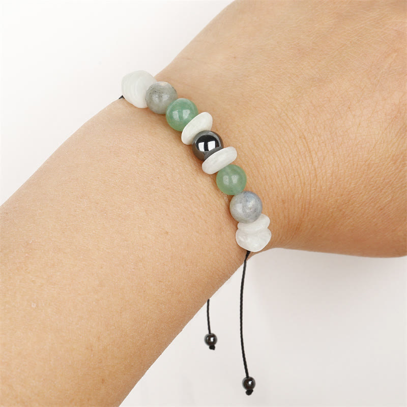 Foviel Menopause Labradorite Green Aventurine White Moonstone Healing Bracelet