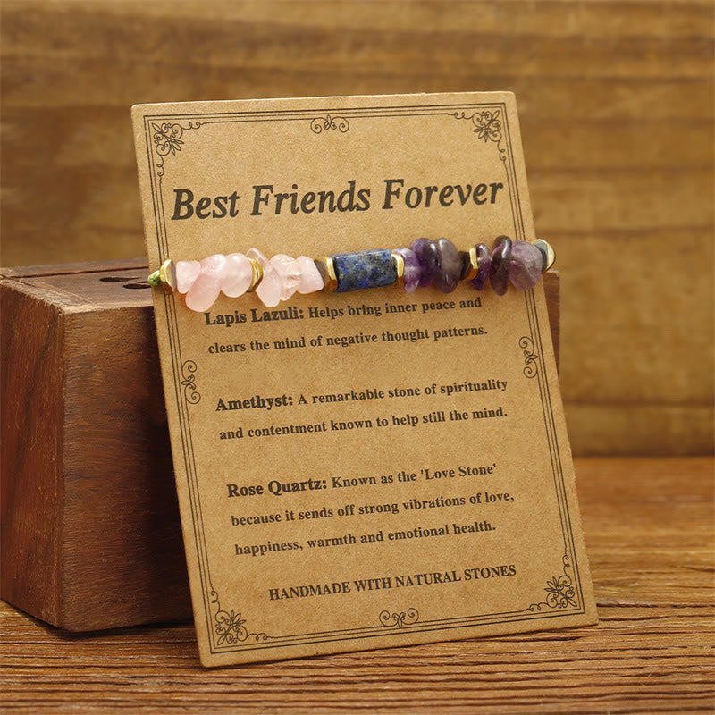 Foviel Best Friends Forever Amethyst Rose Quartz Lazurite Lapis Lazuli Spiritual Bracelet