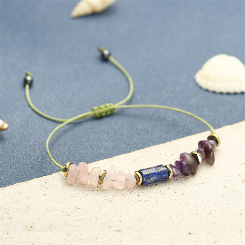 Foviel Best Friends Forever Amethyst Rose Quartz Lazurite Lapis Lazuli Spiritual Bracelet