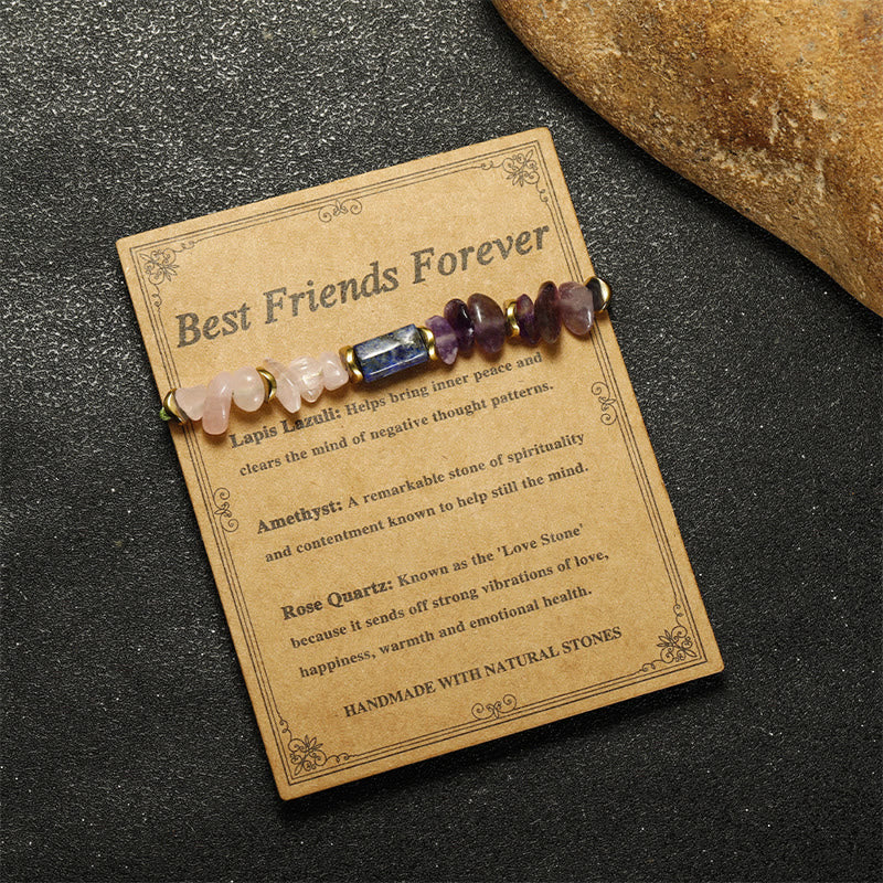 Foviel Best Friends Forever Amethyst Rose Quartz Lazurite Lapis Lazuli Spiritual Bracelet