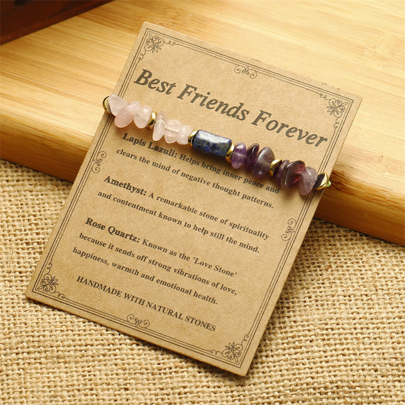 Foviel Best Friends Forever Amethyst Rose Quartz Lazurite Lapis Lazuli Spiritual Bracelet