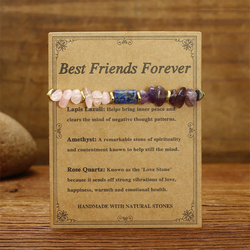 Foviel Best Friends Forever Amethyst Rose Quartz Lazurite Lapis Lazuli Spiritual Bracelet