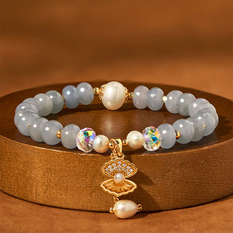Foviel Natürliche Aquamarine Pearl Shell Heilende Perlen Armband