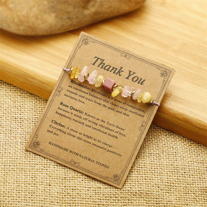 Foviel Thank You Rose Quartz Citrine Rhodonite Passionate Bracelet