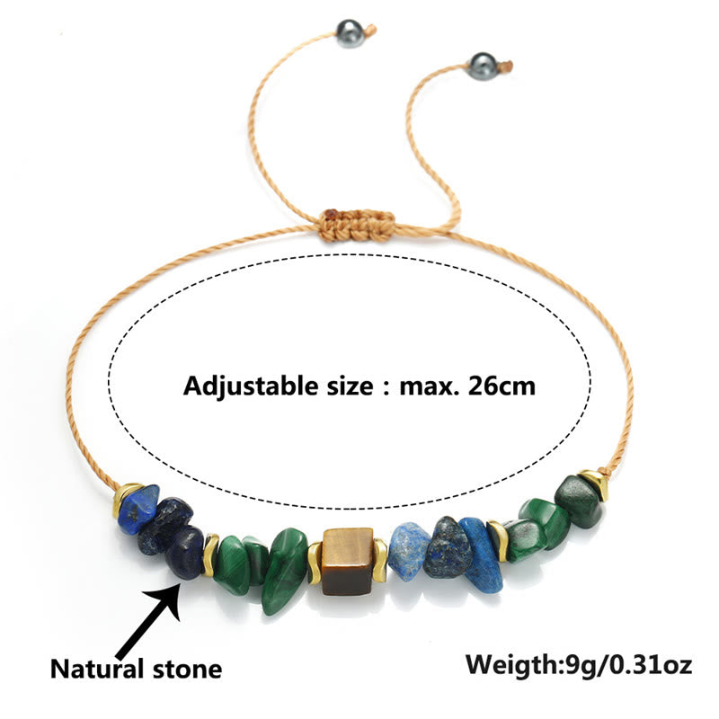 Foviel Positive Vibes Malachite Tiger's Eye Lazurite Lapis Lazuli Anti-anxiety Bracelet