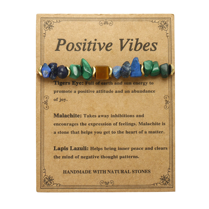 Foviel Positive Vibes Malachite Tiger's Eye Lazurite Lapis Lazuli Anti-anxiety Bracelet