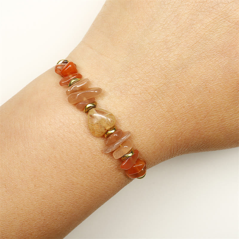Foviel Lift Your Soul Citrine Carnelian Sun Stone Happiness Bracelet