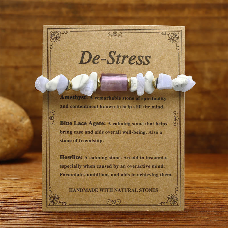 Foviel De-Stress Amethyst Blue Lace Agate Howlite Healing Bracelet