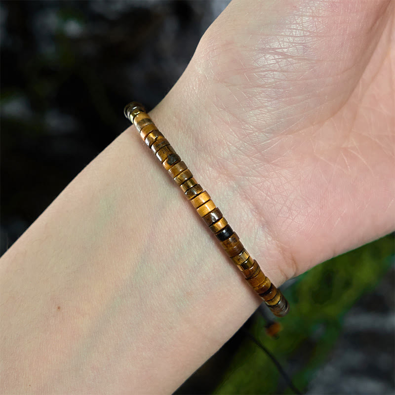 Bracelet de courage en perles d'espacement en œil de tigre naturel Foviel