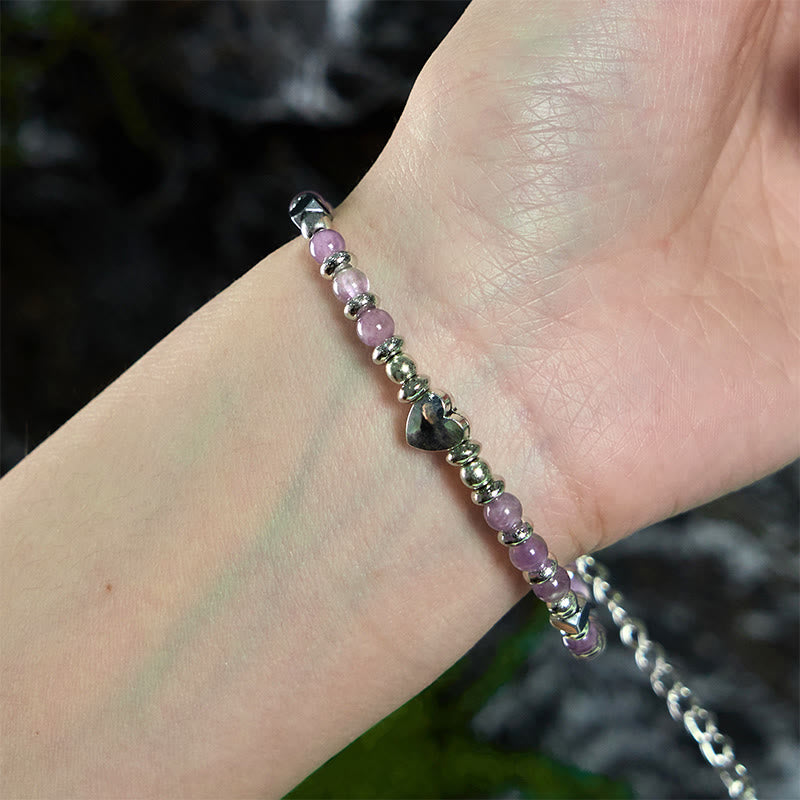 Buddha Stones Natural Stone Amazonite Amethyst Lazurite Rose Quartz Heart Positive Balance Bracelet - image 12