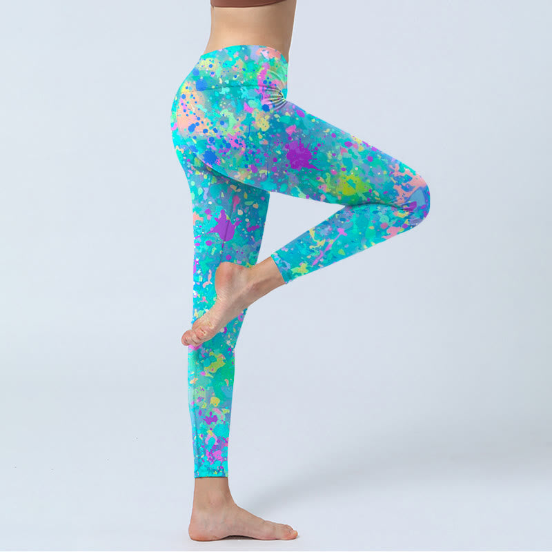 Buddha Stones Splash Ink Print Exercise Leggings Women's Yoga Pants - image 5