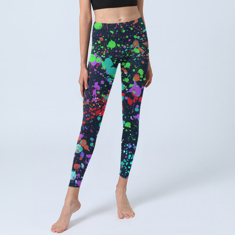 Buddha Stones Black Splash Ink Print Exercise Leggings Women's Yoga Pants - image 7