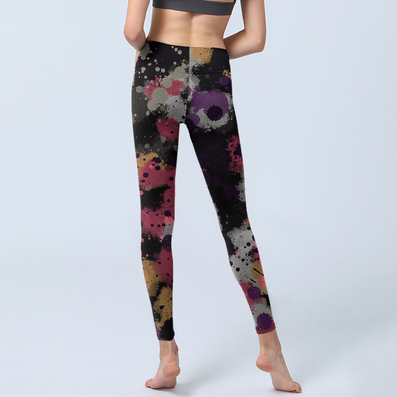 Buddha Stones Splatter Print Exercise Leggings Women's Yoga Pants - image 7