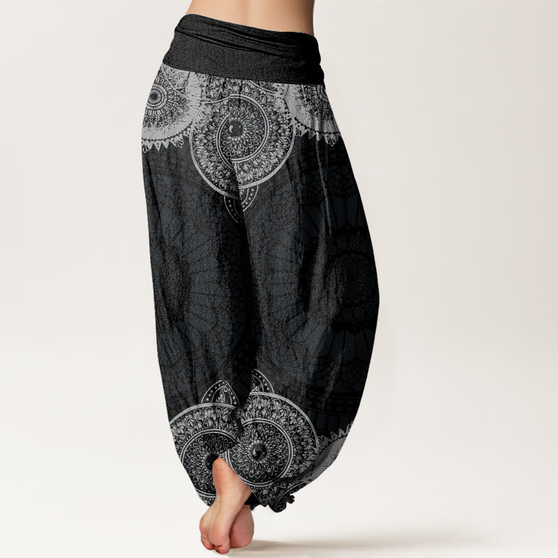Buddha Stones Circular Mandala Design Women's Elastic Waist Harem Pants - image 2