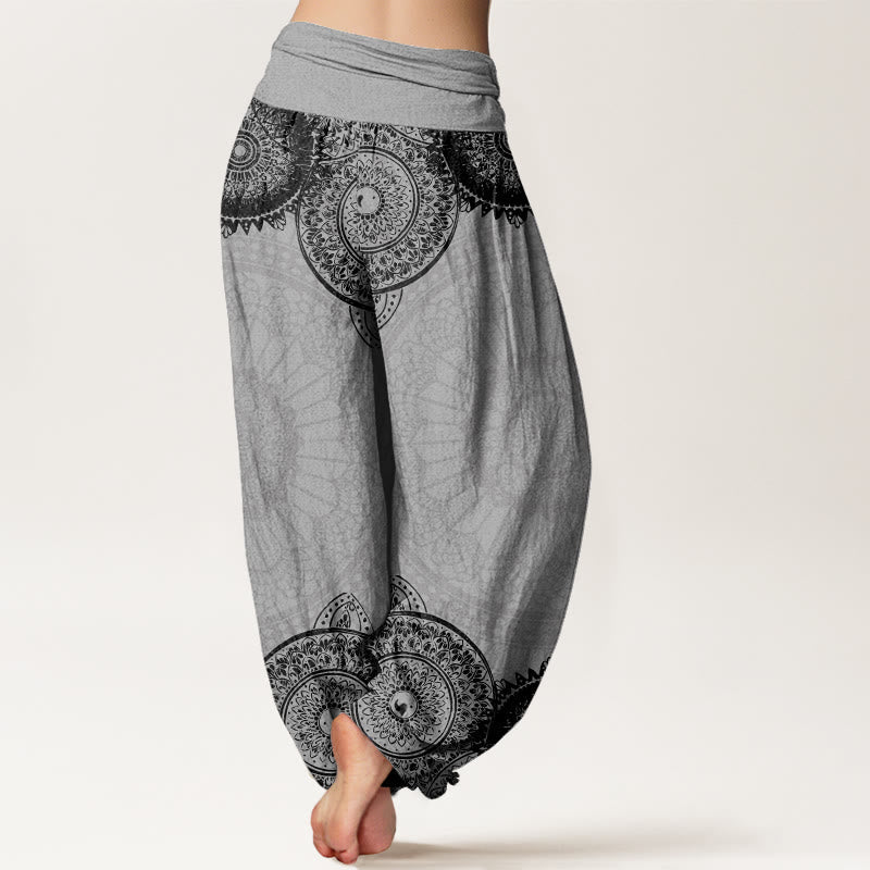 Buddha Stones Circular Mandala Design Women's Elastic Waist Harem Pants - image 9