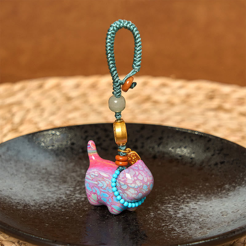 Foviel Hetian Jade Natural Sandalwood Red Sandalwood Green Sandalwood Fu Character Abundance Key Chain