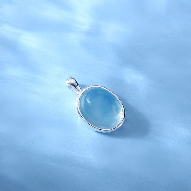 Foviel 925 Sterling Silber Aquamarin spirituell Collierkette Anhänger